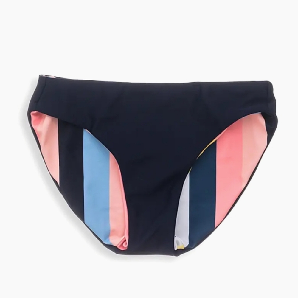 NWOT Snapper Rock Girls Navy Blue Striped Reversible Bikini Bottoms Sz 12